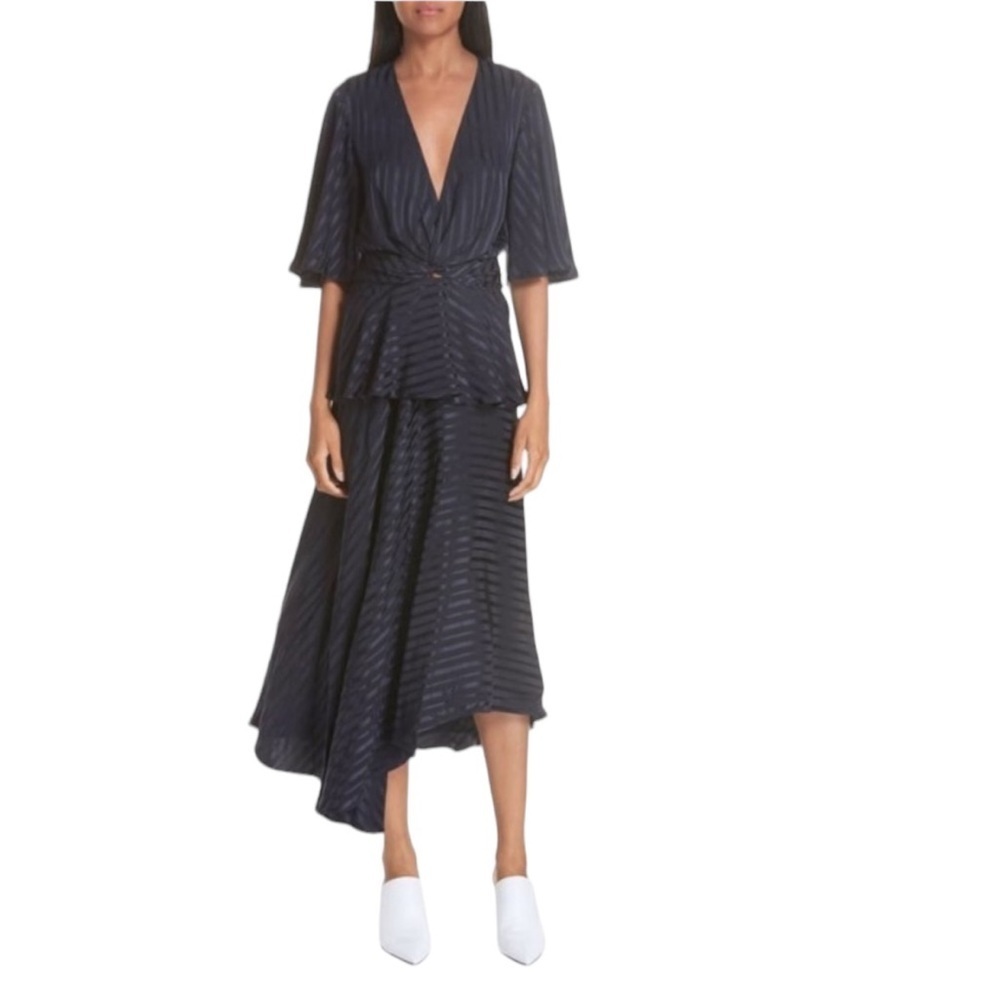 A.L.C. Avi Silk Tonal Stripe Maxi Dress